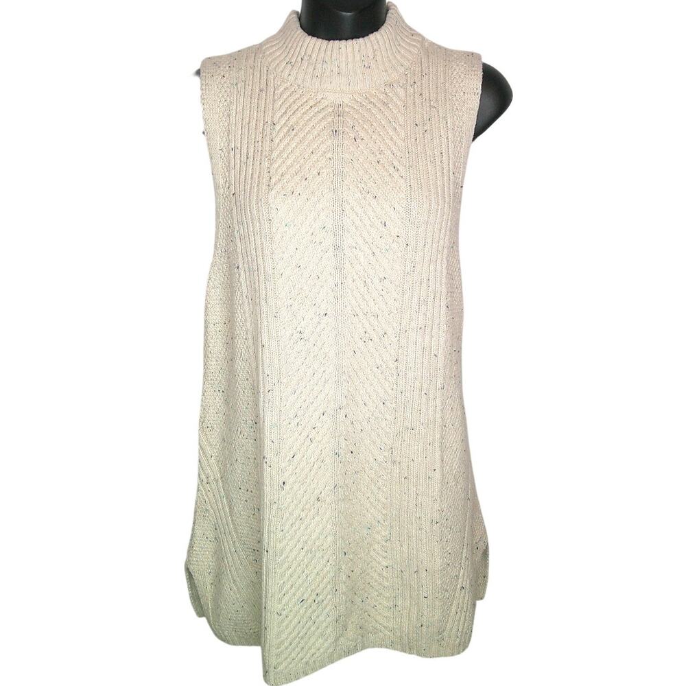 Talbot's Women's Medium Mock Neck Oatmeal -Knit Sweater Vest